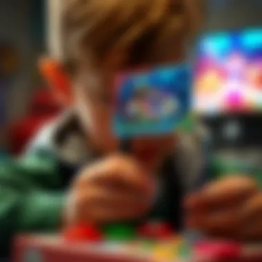 Close-up of a child holding a gamer card