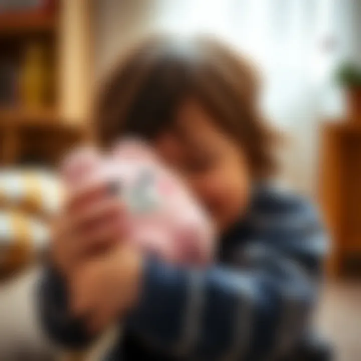 A close-up of a child hugging a Squishmallow