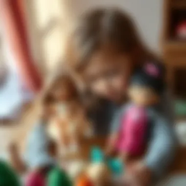 A child playing with dolls, enhancing creativity and imagination