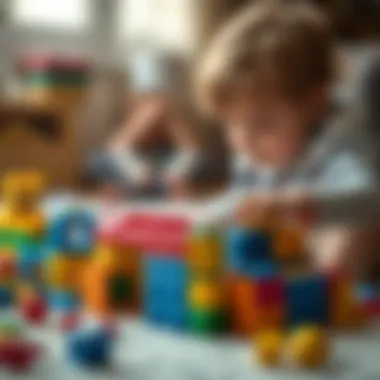 Child playing with magnetic building blocks