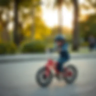 A child riding a bicycle in a park
