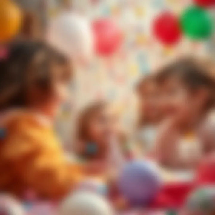 Children enjoying a birthday party with confetti balloons