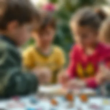 Children engaged in butterfly painting activity