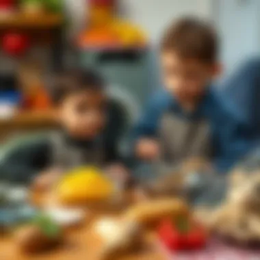 Engaging in Pretend Culinary Adventures Children engaged in pretend cooking