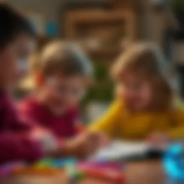 Children engaging joyfully with galaxy pens during learning