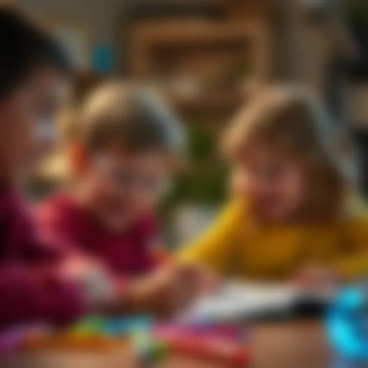Children engaging joyfully with galaxy pens during learning