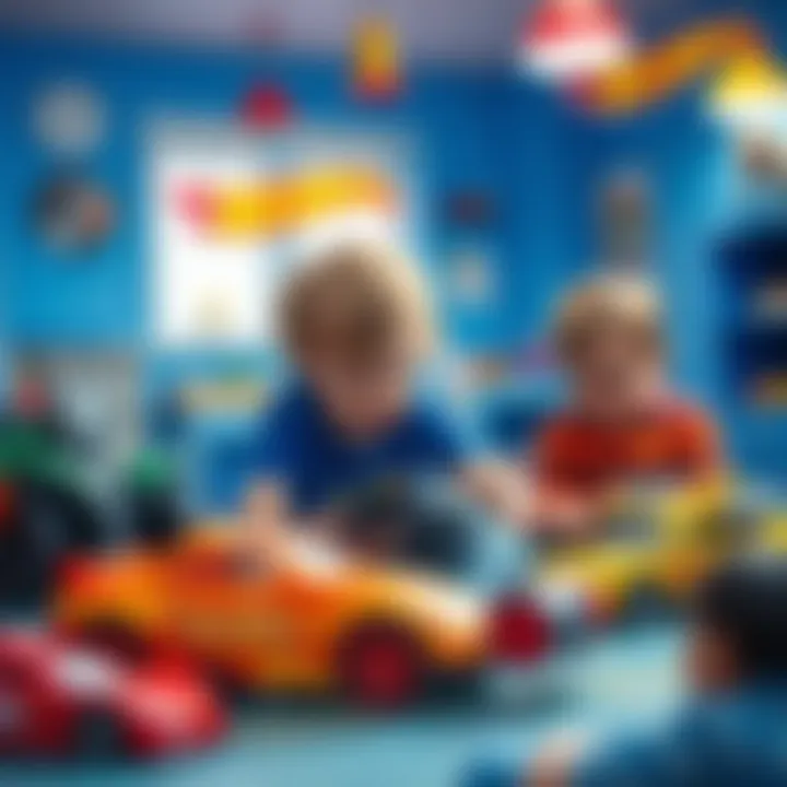 Children engaging with Hot Wheels toys in a playful environment