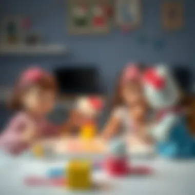 Children engaged in a fun Hello Kitty painting activity