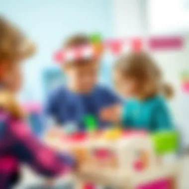 Children engaging in imaginative play with the Barbie market set, enhancing their social skills