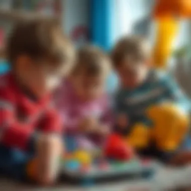 Children engaged in play with interactive toys that promote teamwork and communication.