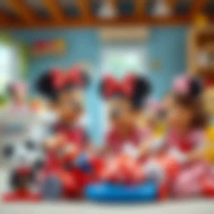 Joyful Playtime with Minnie Mouse Products Happy children playing with Minnie Mouse merchandise