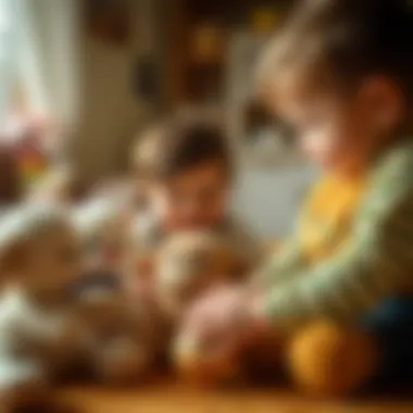 Children engaging and playing with plush toys in a joyful environment