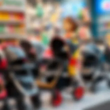 Popular stroller brands displayed together