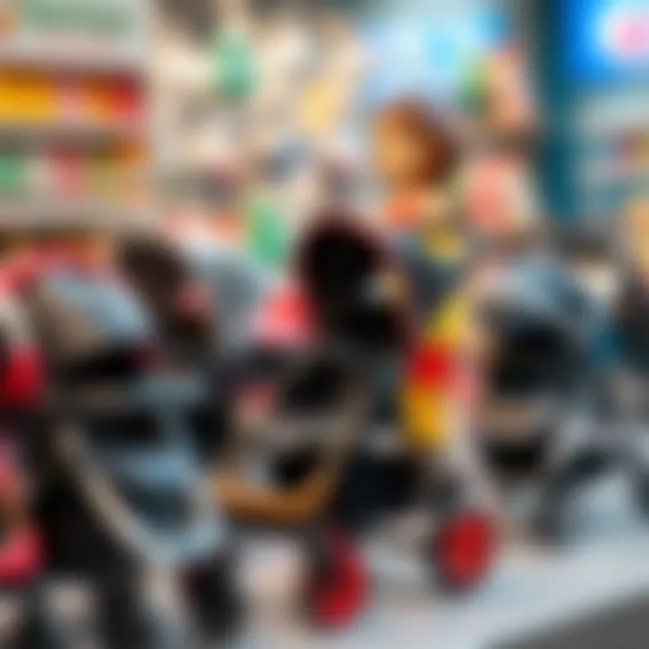 Popular stroller brands displayed together