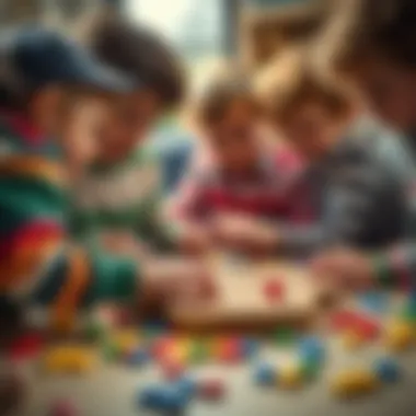 Group of children collaborating on a cipher puzzle