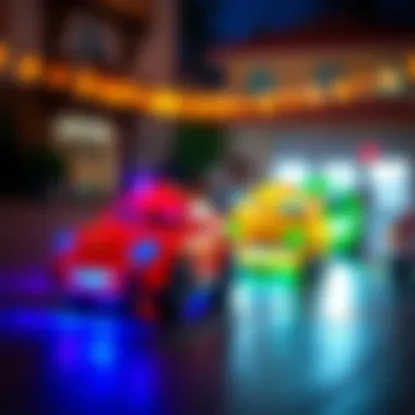 Colorful light-up toy cars for kids