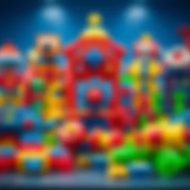 Colorful magnetic toys displayed together