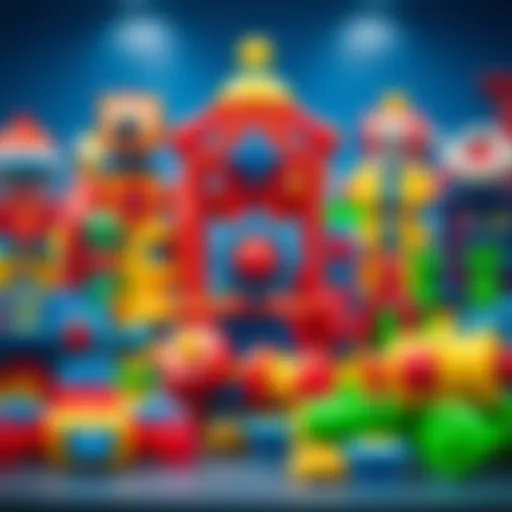 Colorful magnetic toys displayed together