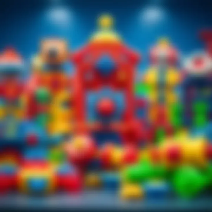 Colorful magnetic toys displayed together