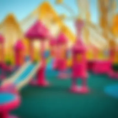 A whimsical playground adorned with vibrant pink elements symbolizing imagination.