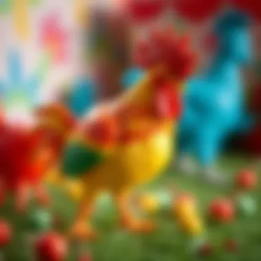 Colorful rooster toys enhancing children's playtime