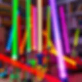 Colorful toy laser swords in a playroom