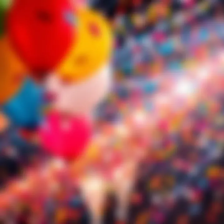 Colorful confetti balloons at a festive event