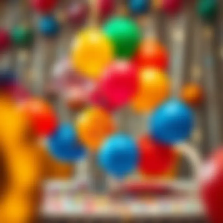 Creative arrangement of confetti balloons on a table