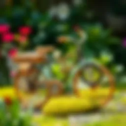 Artistic decorative bicycle in a garden setting