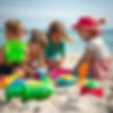 Group of kids engaging in cooperative play with beach toys