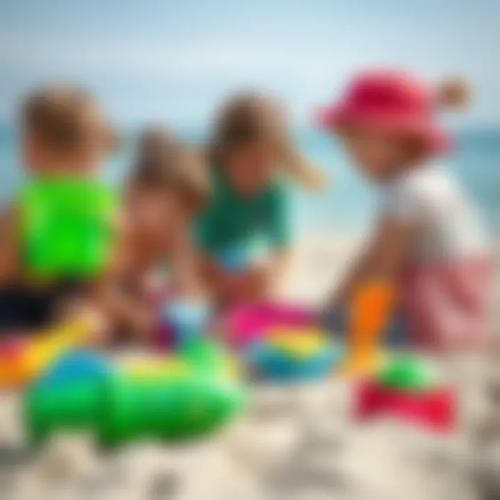 Group of kids engaging in cooperative play with beach toys