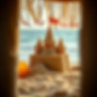 Creative sandcastle built using beach buckets