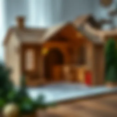 A designer sketch of a wooden dollhouse layout