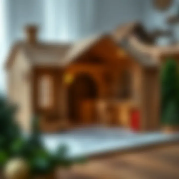 A designer sketch of a wooden dollhouse layout