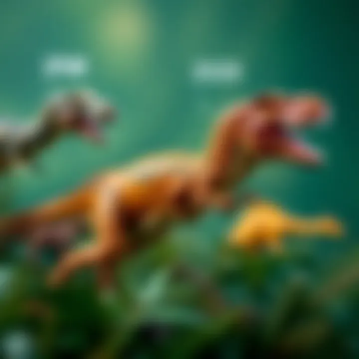 A timeline graphic illustrating the historical evolution of dinosaurs throughout the ages, from their origins to extinction.