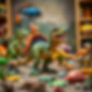 Illustration of dinosaur toys and educational materials for children
