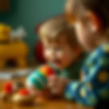 Child playing with a unique no-tooth toy