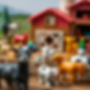 Diverse farm play set showcasing various animals