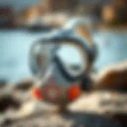 Diving mask showcasing its unique design and features