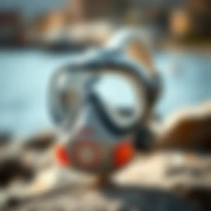 Diving mask showcasing its unique design and features