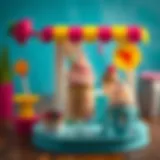 Colorful ice cream playset with various toppings
