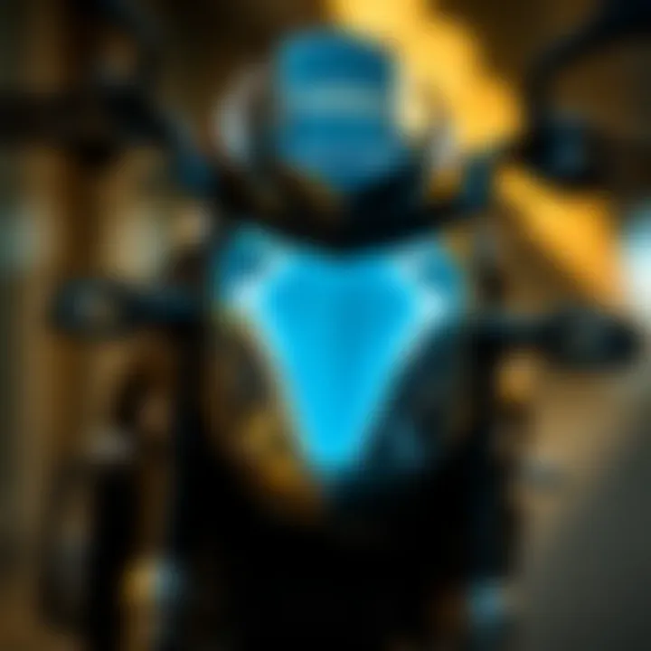 Close-up of electric motorcycle features