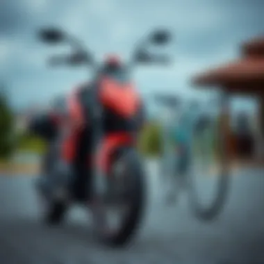 Comparison of electric motorcycle and traditional bicycle