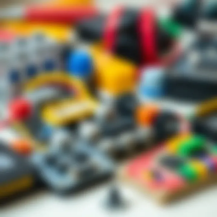 Various components of an educational electronics kit