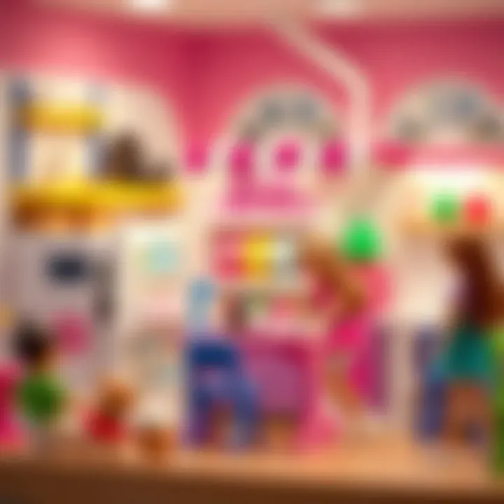 An educational setup featuring the Barbie market set, illustrating its potential for skill development