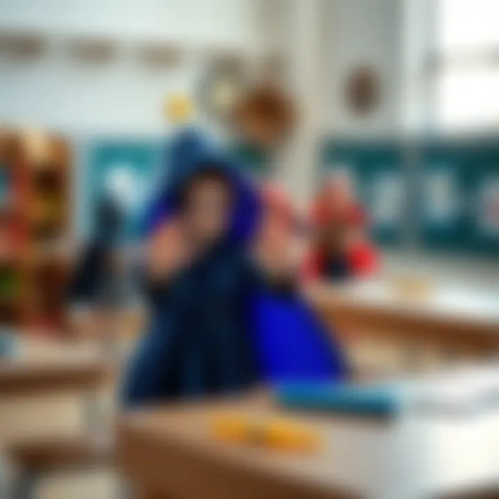 An educational setting with children using invisibility cloaks in imaginative play.