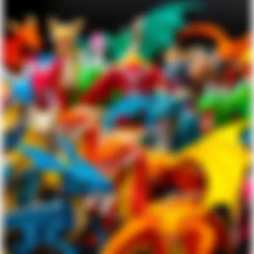 Vibrant collection of dragon toys in various colors