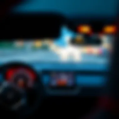 A close-up view of the electric car's dashboard and controls.