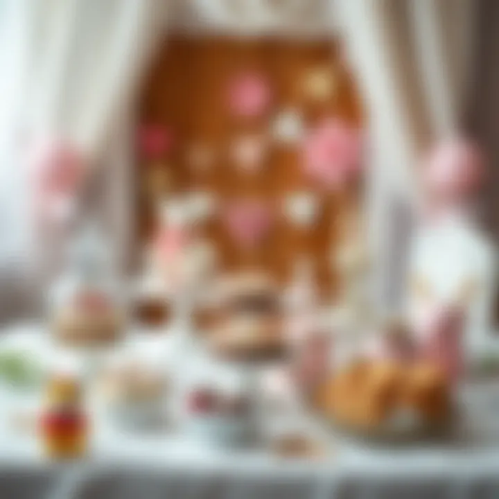 Elegant dessert table arrangement for a baby celebration