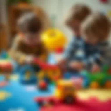 Children exploring toys on a vibrant play mat